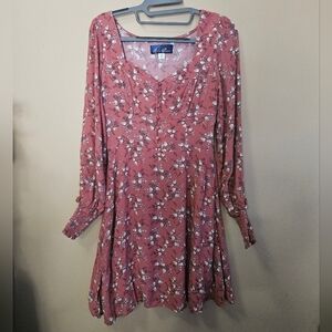 Blue Pair Women's Size XS Sweetheart Neck Dress Floral Pink